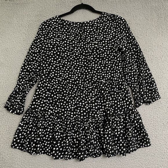 MAEVE White Black Polka Dot Peplum 3/4 Sleeve Blouse Womens Small - Picture 6 of 9